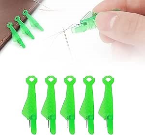 Fish Type Sewing Machine Needle Threader, 2024 Upgrade Automatic Sewing Needle Threading Machine, Simple Needle Threader, Fast Sewing Machine Ring Needle Threader Self Threading Tool (Green-5pc)