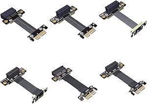 ADT-Link PCIE 4.0/3.0 X1 Riser Cable Dual 90 Degree Right Angle PCIe 3.0 x1 to x1 Extension Cable PCI Express 1x Riser Card Ribbon Extender (10cm, R11SF 4.0(Gen 4))