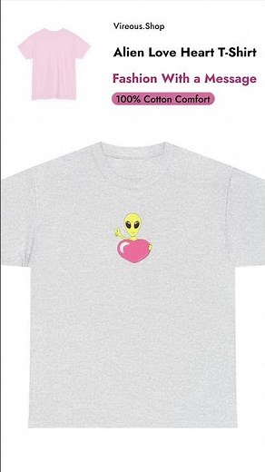 Alien Love Heart, Cartoon Art T-Shirt #tshirt #consciousness #consciousnessshift #fashionart