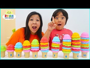 Ryan Pretend Play with Ice Cream Shop and learn to count!!! - Videos For Kids