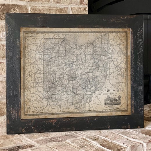 Framed Ohio State Map, Vintage Ohio Wall Art, Antique Style County Map Print, Historic Railroad Map Decor, Ohio History Gift - Etsy