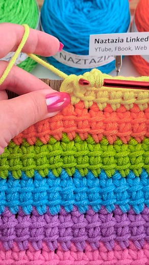 4.5M views · 36K reactions | Crochet 3 Rows at the same time, in this tutorial from Naztazia. Linked crochet stitches create a fabric that looks like three rows of single crochet, and resembles Tunisian Simple Stitch. #reels #crochet #knitting #artist #yarn #crochetblanket #crocheting #tunisiancrochet #makersgonnamake #tutorial #naztazia | Naztazia | Facebook