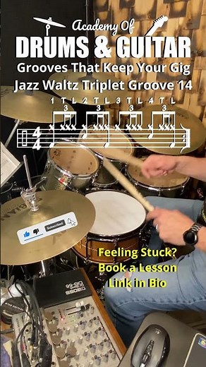 Grooves That Keep Your Gig - Jazz Waltz Triplet Groove 14 #drums #drummer #drumming #drumgroove