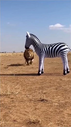 Lion-Zebra prank #viral #funny #trend