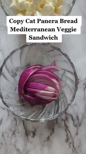 Make this delicious copy cat Panera Bread Mediterranean Veggie Sandwich! easy and delicious 😀 #panera #bread #sandwich #medditeranean #veggie #summer #summerfood #picnic #trending #delicious #easy #fyp #vegetarian #summertime