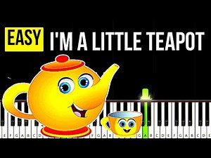 I'm a Little Teapot Slow Easy Piano Tutorial For Beginners - Learn to play Piano and keyboard