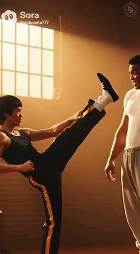 Bruce Lee teaching flexibility to Muhammad Ali