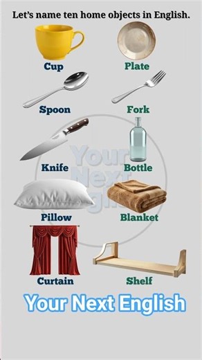 10 Home Objects in English | Level 1 – Short #2 #vocabulary #englishvocabulary #homeobjects