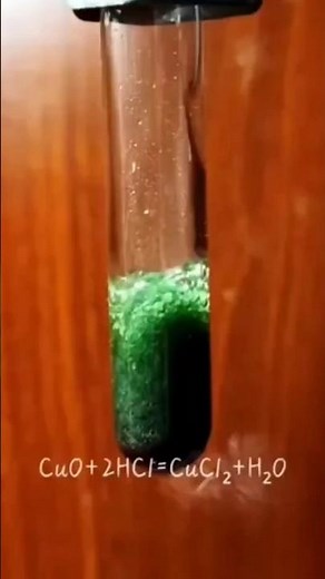 copper oxide and hydrochloric acid is an acid-base rxn #chemistry #experiment chemistry beauty mam