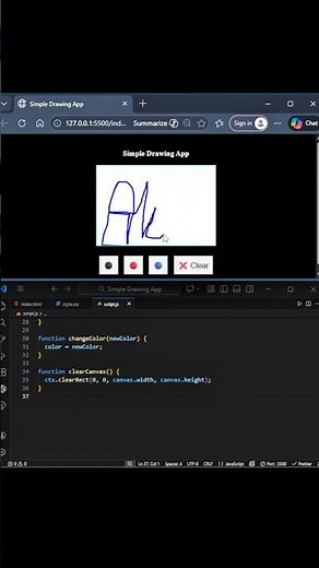 Simple Drawing App using HTML CSS and JavaScript. #animation #coding #webdesign #javascript