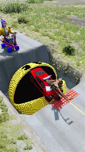 🟡🔥 NEW Mod Cars vs Pac-Man Trap! | BeamNG.drive #shorts