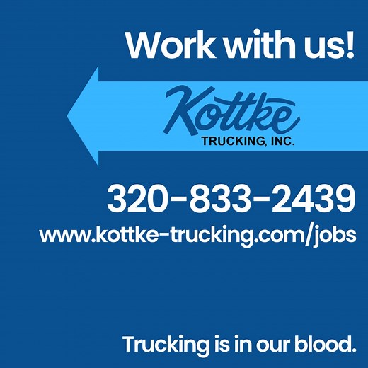 2.7K views · 26 reactions | Owner Operators, we want you! We are looking to add owner oprators here at Kottke Trucking! We've been trucking for nearly 90 years and we would love to have you join us. Give us a call today! : 320-833-2439 : www.kottke-trucking.com/jobs : jesser@kottke-trucking.com | Kottke Trucking, Inc. | Facebook