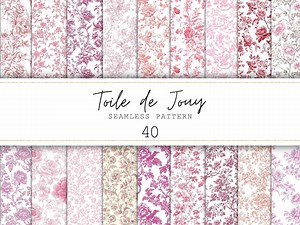 Pink Toile De Jouy Seamless Patterns Floral Junk Journal Paper French Toile Floral Pattern Vintage Floral Digital Paper Chinoiserie Pattern - Etsy