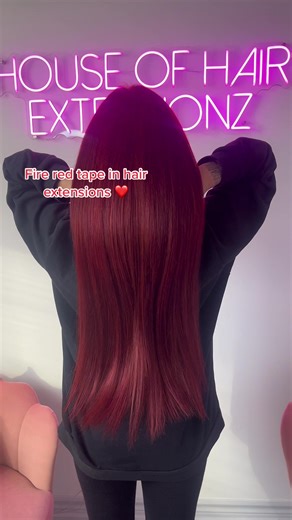 ❤️RUBY RED❤️ #hairtok #tapeinextensions #redhair #foru