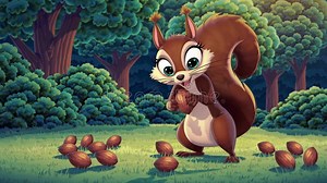 Animated Squirrel Gathering Nuts in a Forest Stock Footage - Video of tail, brown: 360610270