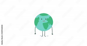 Earth starts crying, cycles, then stops.