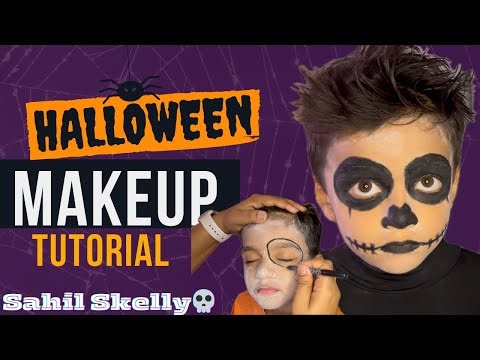 EASY SKULL MAKEUP TUTORIAL 💀| HALLOWEEN MAKEUP TUTORIAL | Makeup for Kids | Sahil Zaman