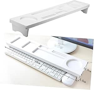 Storage Shelf over Keyboard Office Removable Keyboard Rack Desktop Tray White Computer Student Organizer