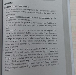 PROBLEM 1: TRUE OR FALSEUnder a consignment arrangement, the ... | Filo