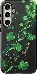 Shamrock Vortex Phone Case for Select Samsung Galaxy Models | St. Patrick's Day Aesthetic with Custom Text (Matte, for Samsung Galaxy S24 Plus)