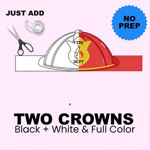 Fireman Hat Crown / Mask / Costume / Animal / Headband ** Two Crowns **