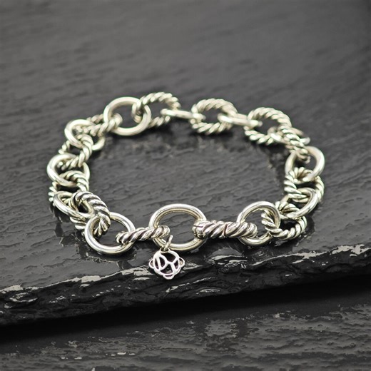 David Yurman 10mm Link Bracelet Sterling Silver Size 6 1/2" - Etsy