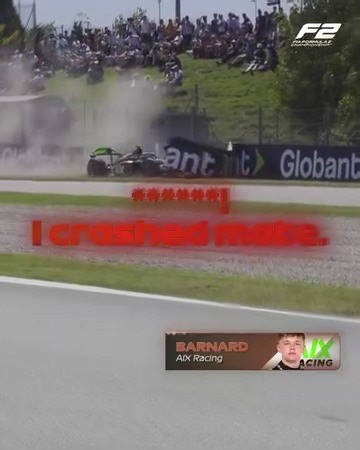17K views · 112 reactions | A Quali crash for Taylor Barnard  He'll have to scrap from the back of both races in Barcelona ⚔️ | FIA Formula 2 | Facebook