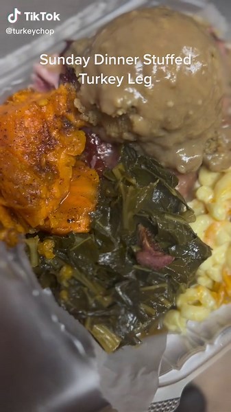 Delicious Sunday Dinner Stuffed Turkey Leg at Turkey Chop Restaurant