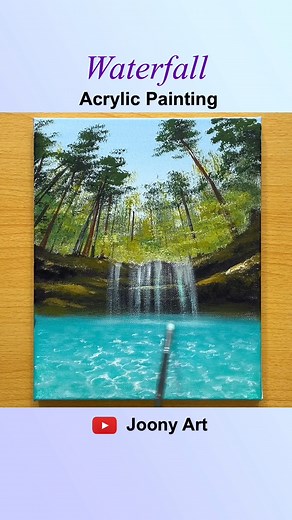 Waterfall Acrylic Painting #art #painting #acrylicpainting | Joony art