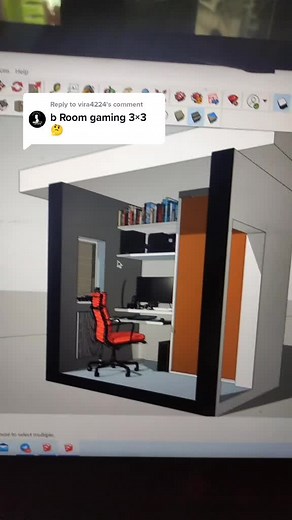 3D Room Model with Gaming Setup and Modern Design
