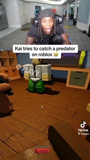 Kai Cenat tries to catch a Predator on Roblox 💀🙏 | Memes from Discord | #funny #roblox #shorts