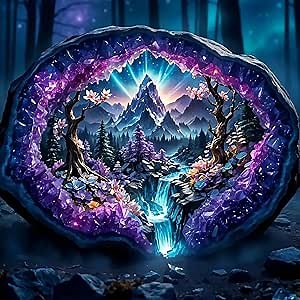 Crystal World Landscape Diamond Art Kits for Adults, 5D Diamond Painting Kits for Adults Beginners, DIY Full Round Drill Diamond Dot Painting Gem Art Kits for Adult, Home Wall Decor 13.8x13.8 Inch