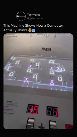 GS Techverse on Instagram: "Most people use computers every day—but almost no one sees how they actually think. This interactive exhibit takes the microscopic processes inside a CPU and scales them up into something you can physically interact with. By moving sliders, you control data inputs, which are instantly translated into binary signals: zeros and ones. Light paths then trace how electricity flows through logic gates, showing step by step how calculations are formed. Instead of abstract co