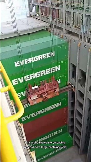 unloading process on a large container ship.#shortsfeed