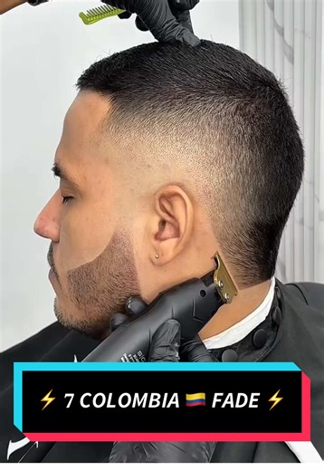 The 7 Colombia 🇨🇴 Barber Tutorial with Step by Step ⚡️ ASMR Sounds and Walkthrough!! Take Notes 🎶 Barber 📱 @yeyos_94 #barberlife #fyp #burstfade #asmrsounds #tutorial