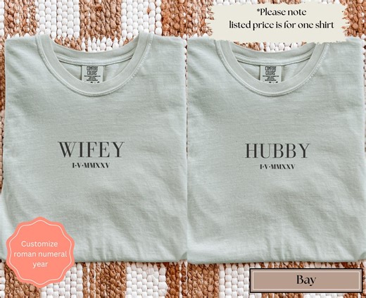 First Wedding Anniversary Gift for Husband Tee, Wifey Our First Year Shirt, Roman Numerals 1st Anniversary Gift, Matching Gift for Couple - Etsy