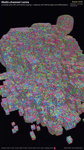 Multi-channel Lenia — 3D Cellular Automata #Shorts