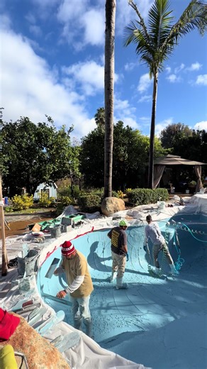 Aqua blue mini pebble 🐬 Free estimate ✅ #sandiego #customerservice #fyp #remodeling #beforeandafter