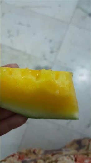 First time ever trying this yellow watermelon and it is yummy...#watermelon #yellowwatermelon #short