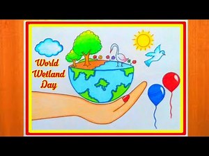World Wetland Day Drawing Easy Steps//World Wetland Day Poster Drawing//How to Draw Wetland Day post