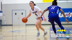 It's a long way from home for Sweden's Tilda Sjökvist, who proudly plays for the Blue Hose in #BigSouthWBB. But after the season for PC, she's back across the ocean and suiting up for the Swedish National Team 🇸🇪 -- hear Tilda share her story in our newest Musco Lighting Spotlight! | Big South Conference