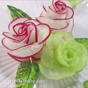 Making Radish & Cucumber Roses 😍 credit: Fruity Freshy Juicy https://www.youtube.com/c/fruityfreshyjuicy | Taste Life