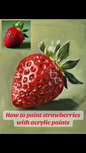 How to paint strawberries with acrylic paints#acrylicpainting #paintingtechniques #arttutorial #artprocess #filadorapainter