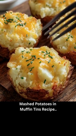 Mashed Potatoes in Muffin Tins Ingredients 3 lbs russet potatoes, peeled and quartered 0.5 cup warm whole milk 0.5 cup sour cream 4 tbsp unsalted butter, melted 1 cup shredded cheddar cheese 1 large egg, beaten 2 cloves garlic, minced 2 tbsp fresh chives, chopped salt and white pepper, to taste cooking spray, for greasing tin Instructions Preheat your oven to 400°F (200°C). Lightly coat a 12-cup muffin tin with cooking spray or melted butter. Boil the potatoes in salted water for 15–20 minutes, 