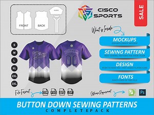 Baseball Uniform Button-down Sewing Pattern – Ready to Print – Sportswear DIY Pattern – Digital Download - Etsy