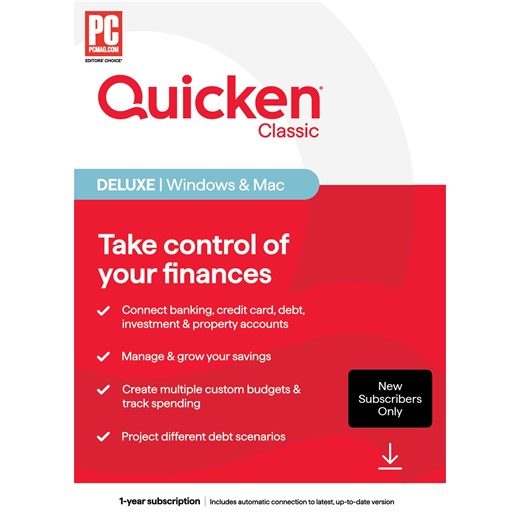 Quicken Classic Deluxe for New Subscribers Windows/Mac (Digital Download)