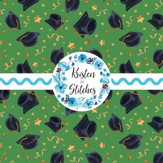 Grad Caps and Streamers Seamless Pattern, Digital File, Instant Download, Printable Paper, Graduation, Cap & Gown, Tassels, Green - Etsy Australia