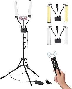 Andoer Esthetician Light with Tripod Stand and Phone Holder, Makeup Lights 45W Bi Color Dimmable, Lash Lamp for Makeup, Tattoo, Photography, Selfie, Video Recording