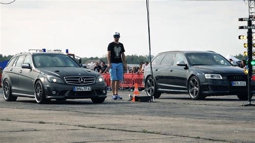 Exciting quarter mile racing and burnouts at the airport