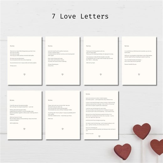 7 Love Letters Printable PDF | Valentine Gift for Him or Her | Editable Canva Template | A4 & US Letter Sizes - Etsy